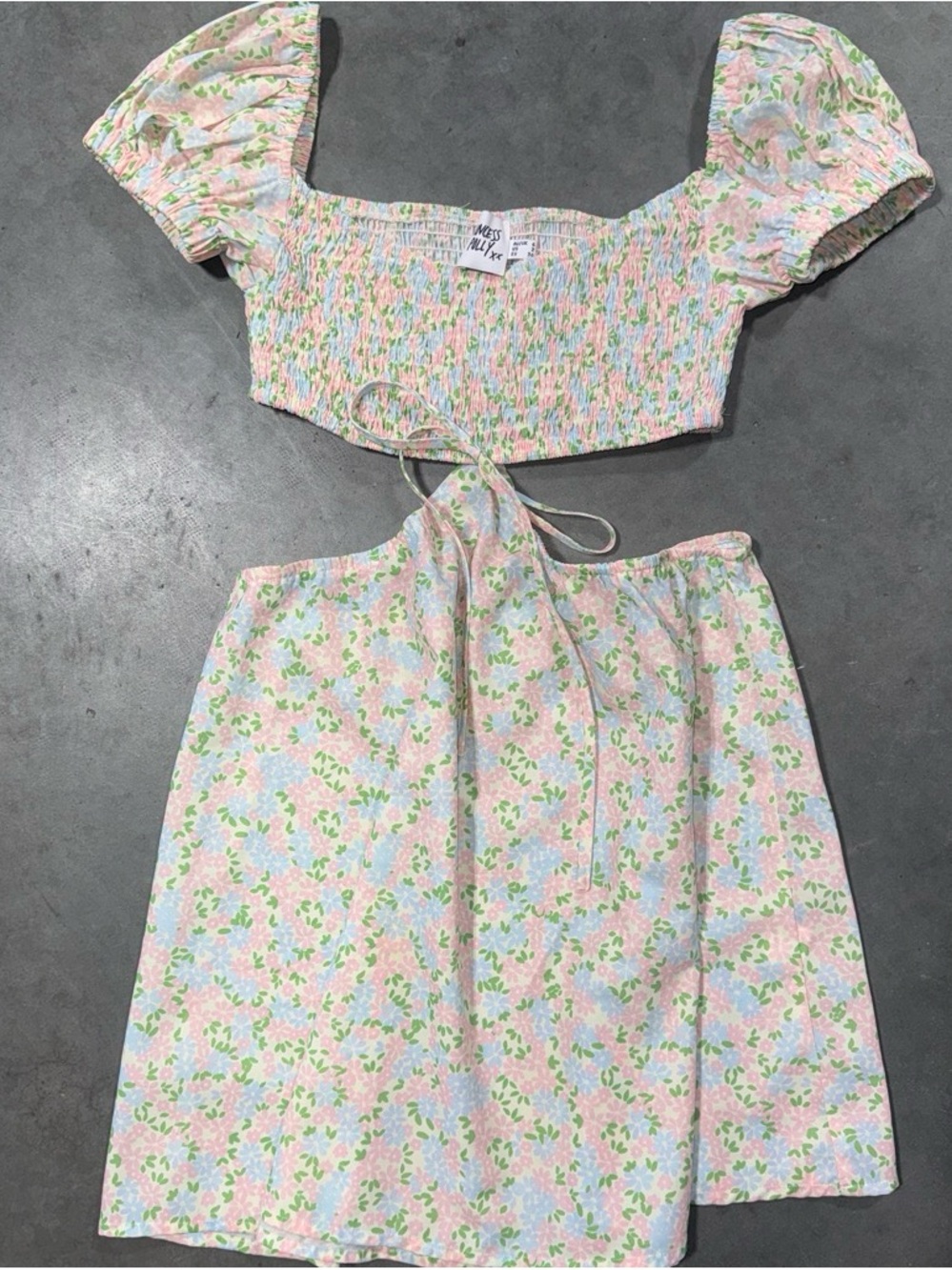 Princess Polly Pink Floral Puff-Sleeve Two-Piece Set